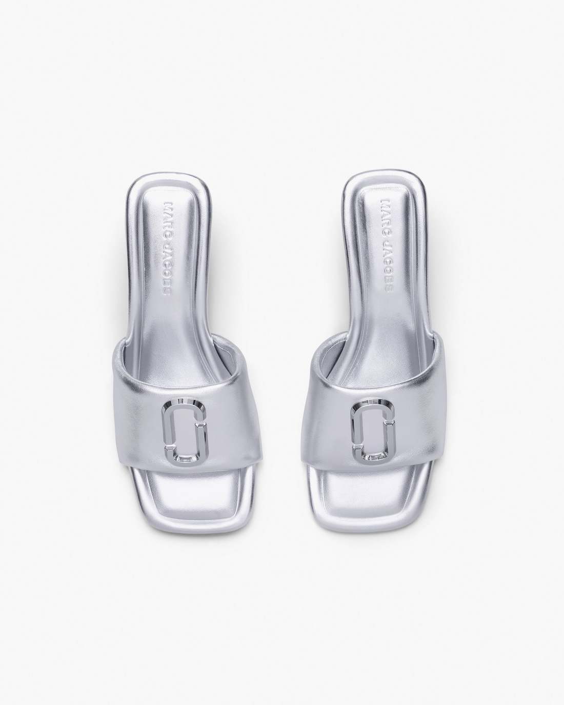 Marc Jacobs For Sale - The Metallic J Marc Heeled Sandal Silver