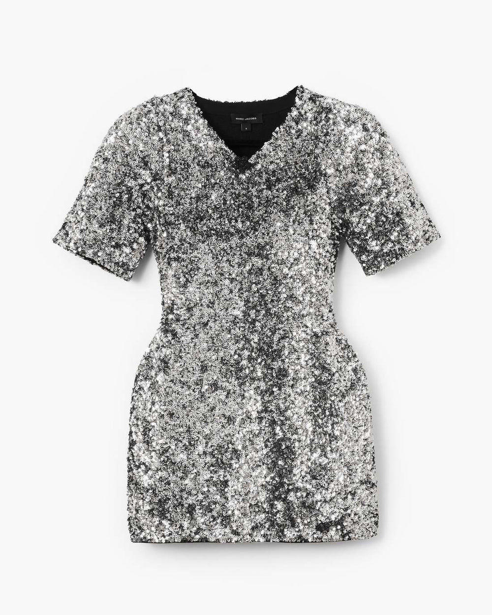 Marc Jacobs New - Sequin V-Neck Knit Dress Silver