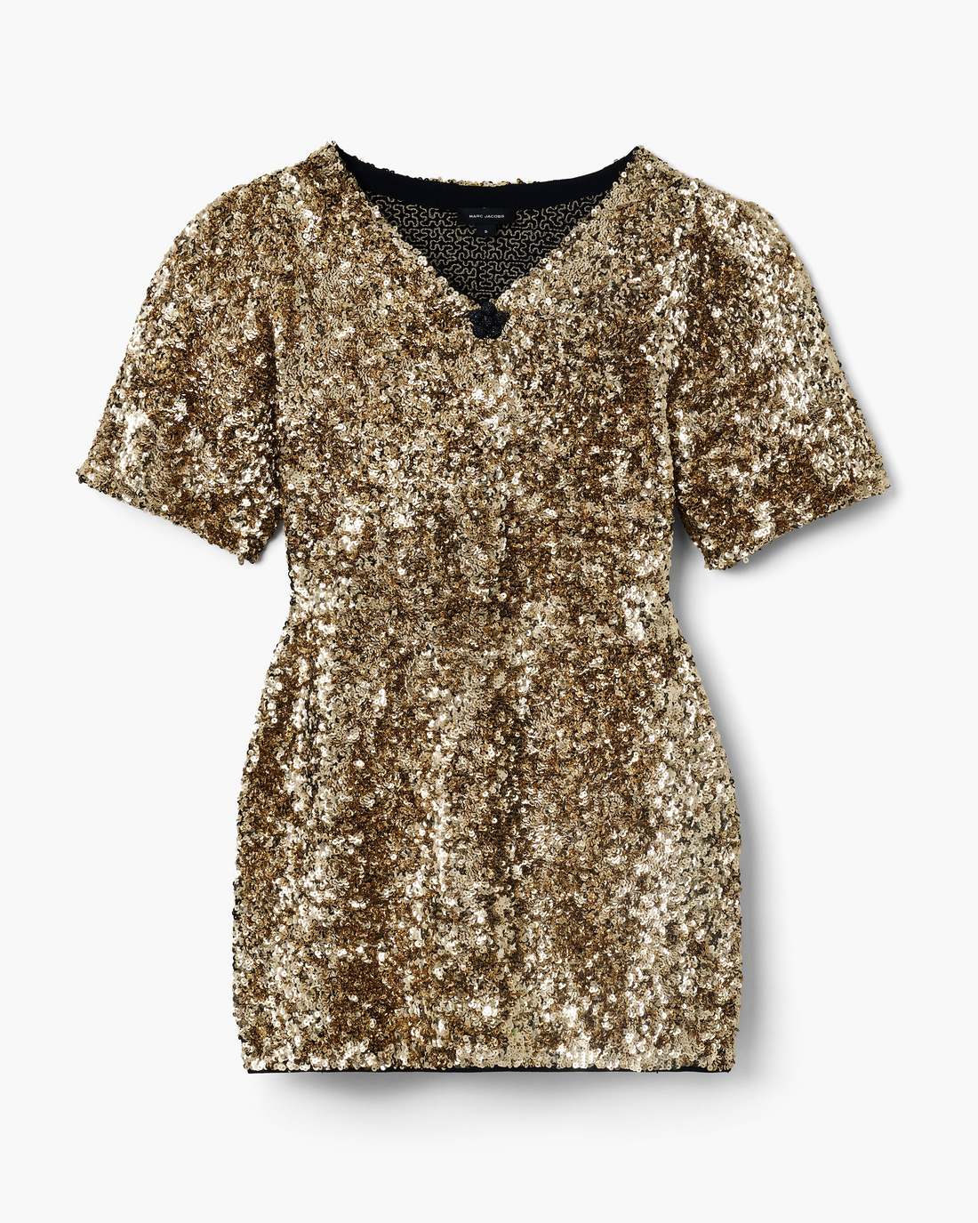Marc Jacobs Online - Sequin V-Neck Knit Dress Gold