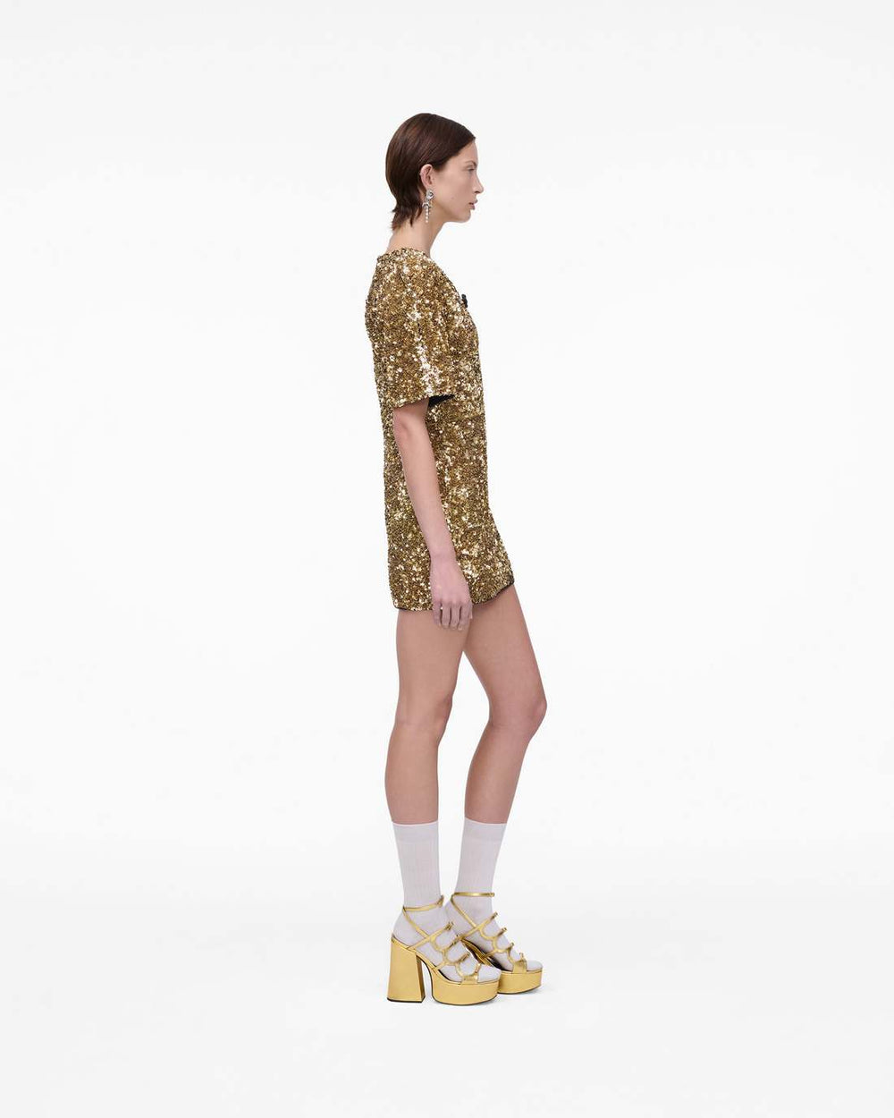 Marc Jacobs Online - Sequin V-Neck Knit Dress Gold