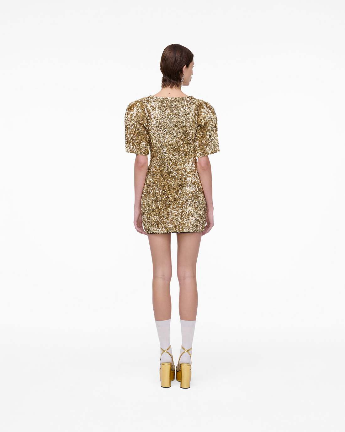 Marc Jacobs Online - Sequin V-Neck Knit Dress Gold