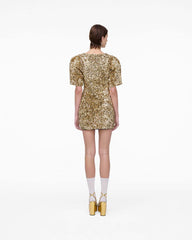 Marc Jacobs Online - Sequin V-Neck Knit Dress Gold