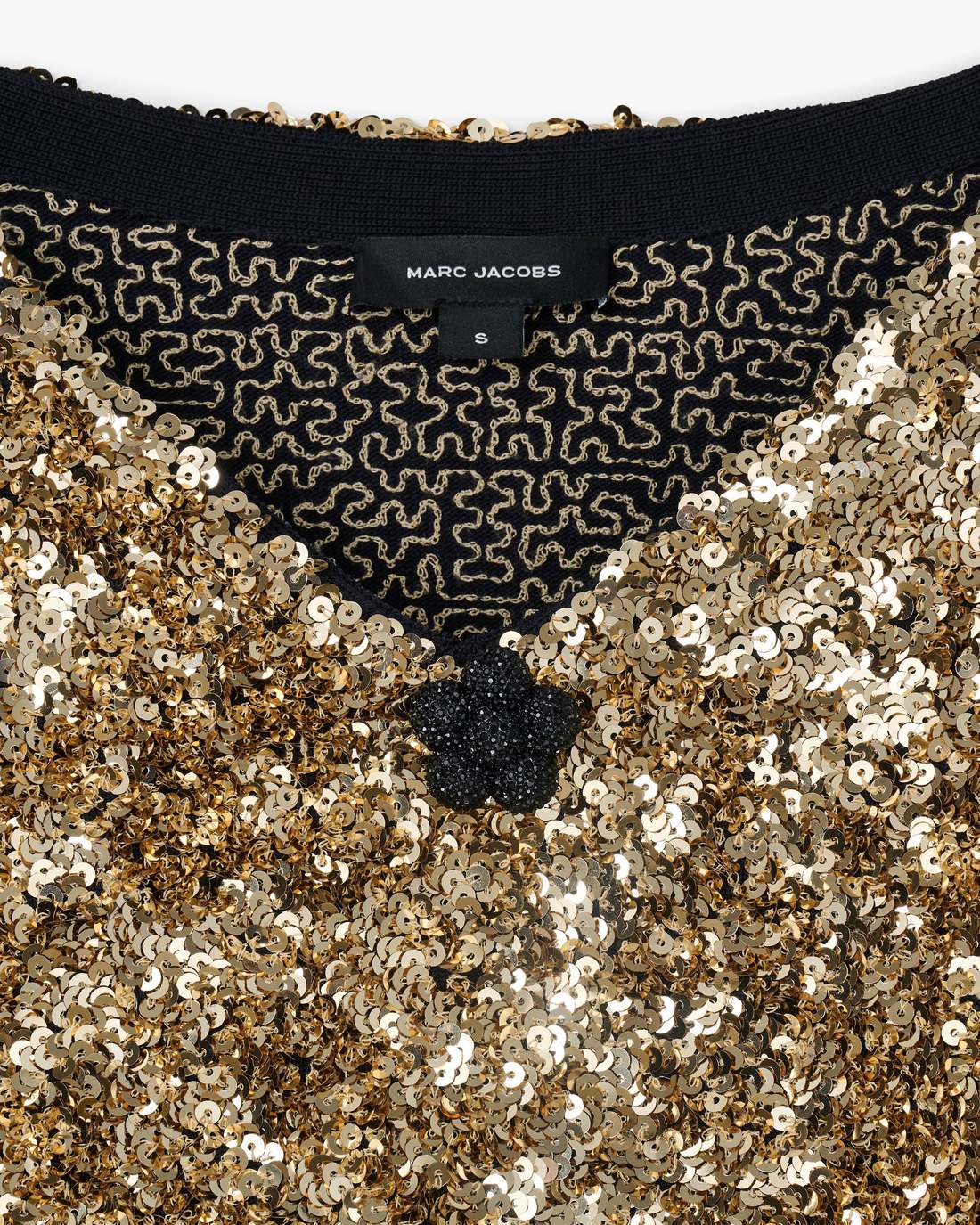 Marc Jacobs Online - Sequin V-Neck Knit Dress Gold