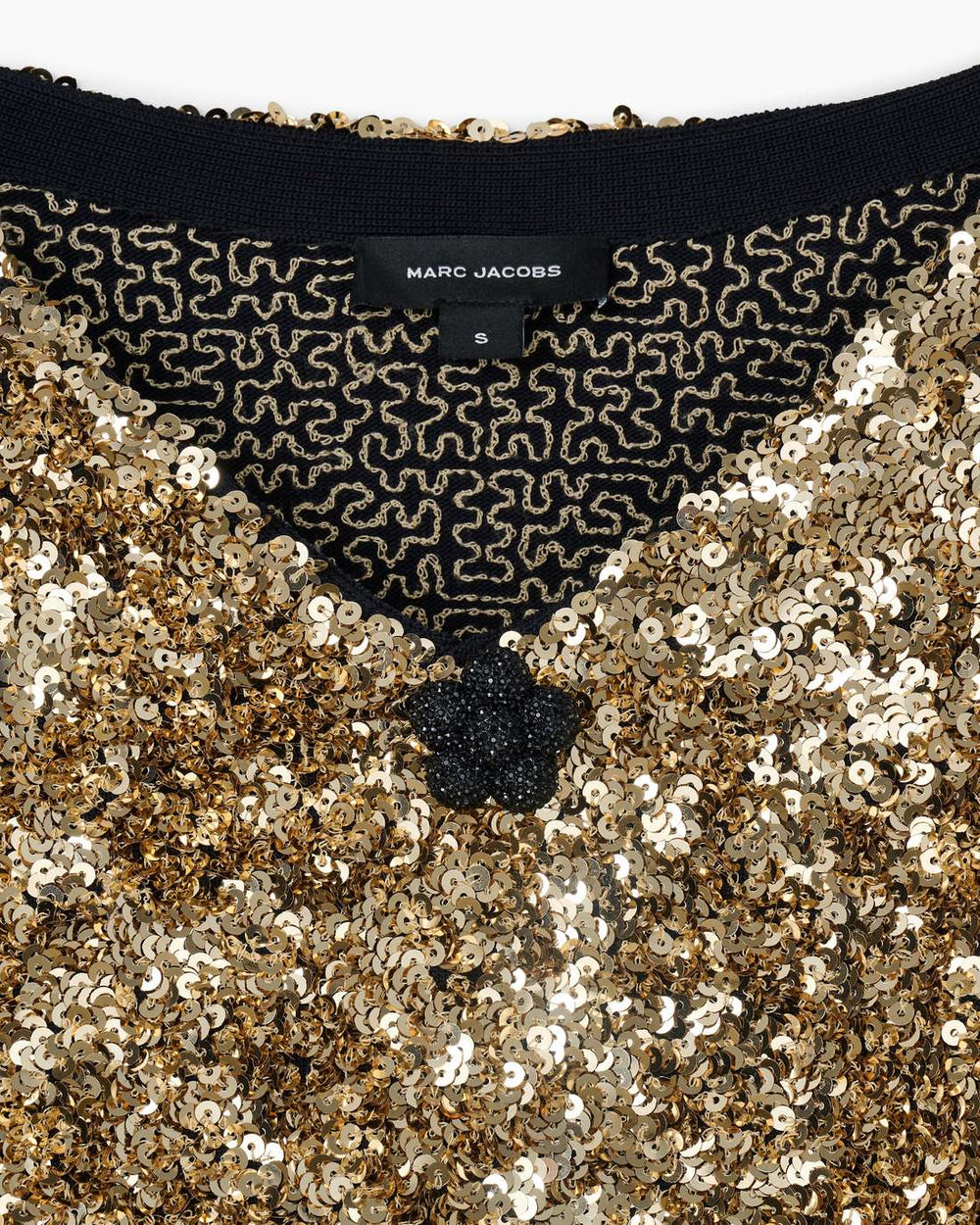 Marc Jacobs Online - Sequin V-Neck Knit Dress Gold