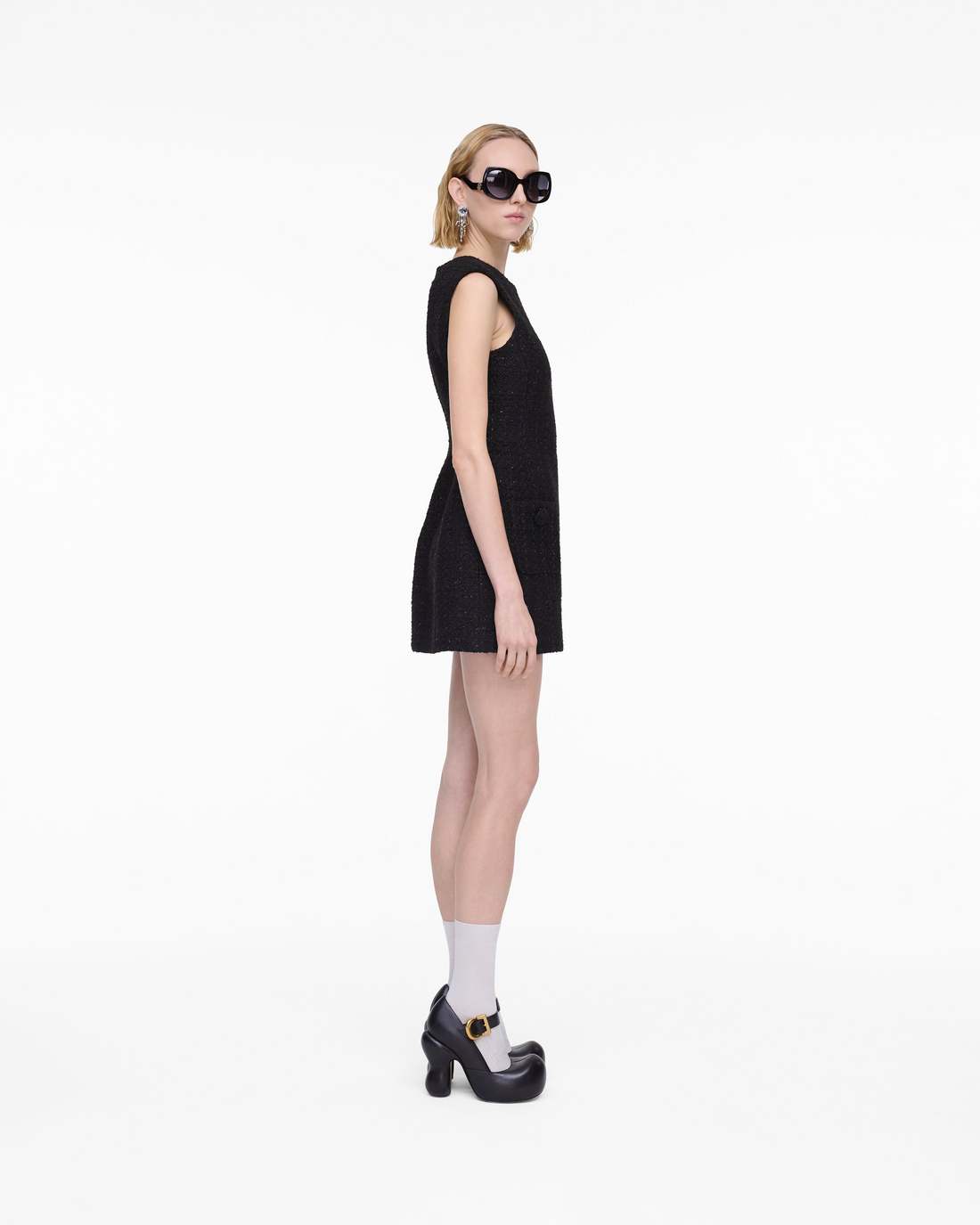 Marc Jacobs New - Sculptural Tweed Dress Black