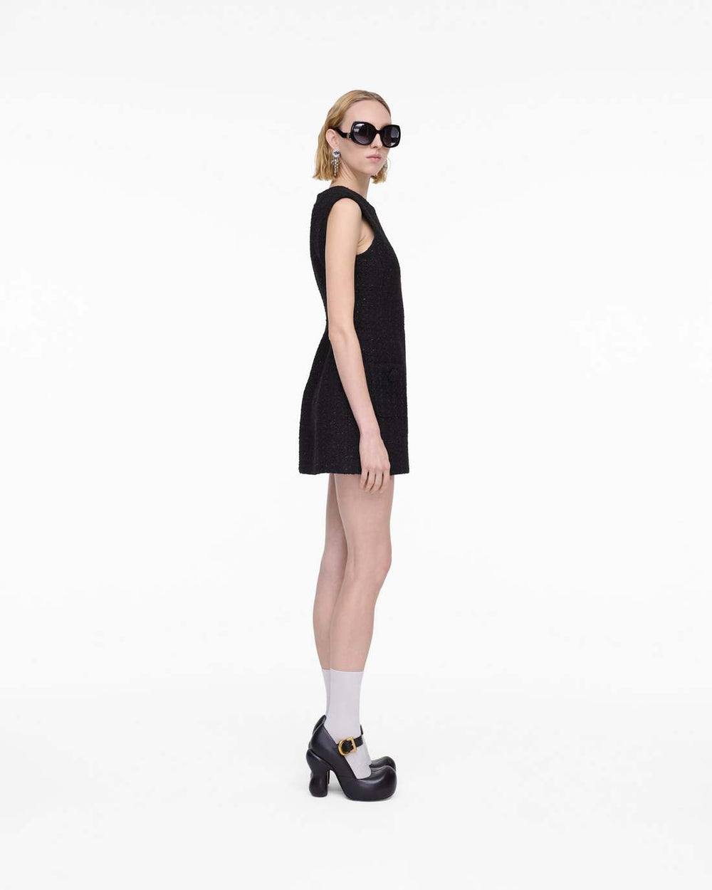 Marc Jacobs New - Sculptural Tweed Dress Black