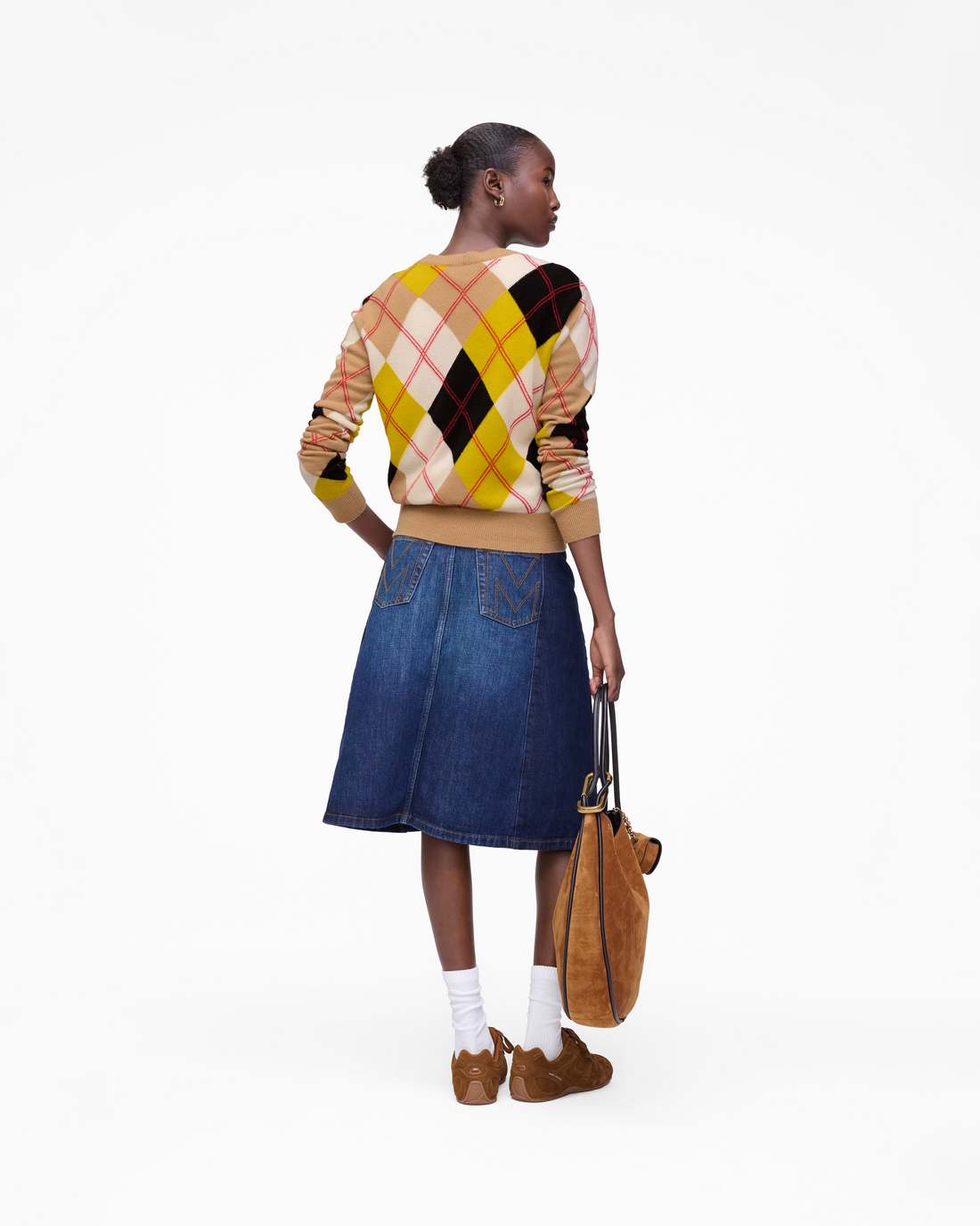 Marc Jacobs New - Preppy Daisy Argyle Crewneck Joy Yellow Multi