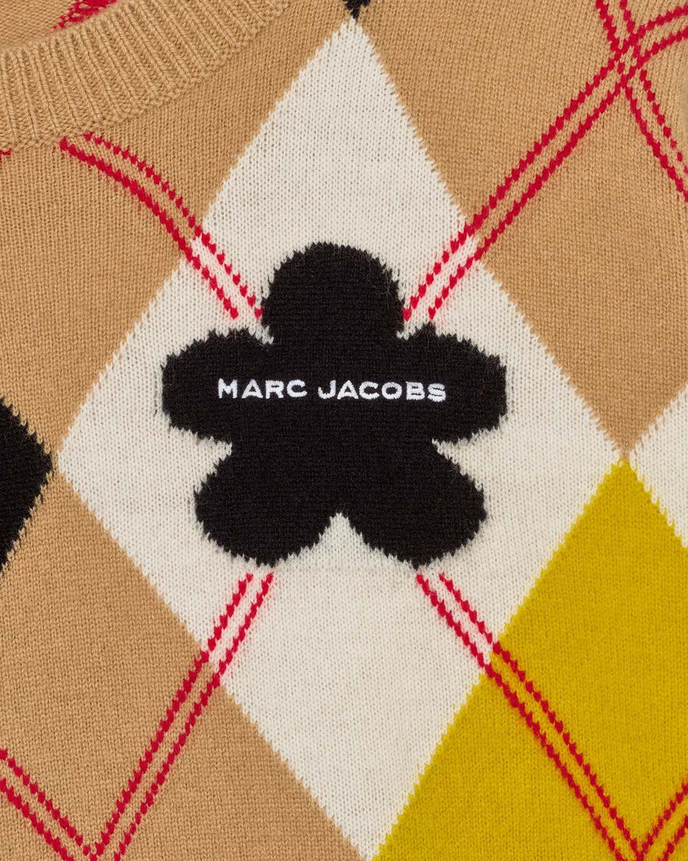 Marc Jacobs New - Preppy Daisy Argyle Crewneck Joy Yellow Multi