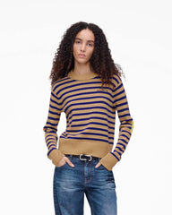 Marc Jacobs Sale - Joy Striped Crewneck Camel/Pansy