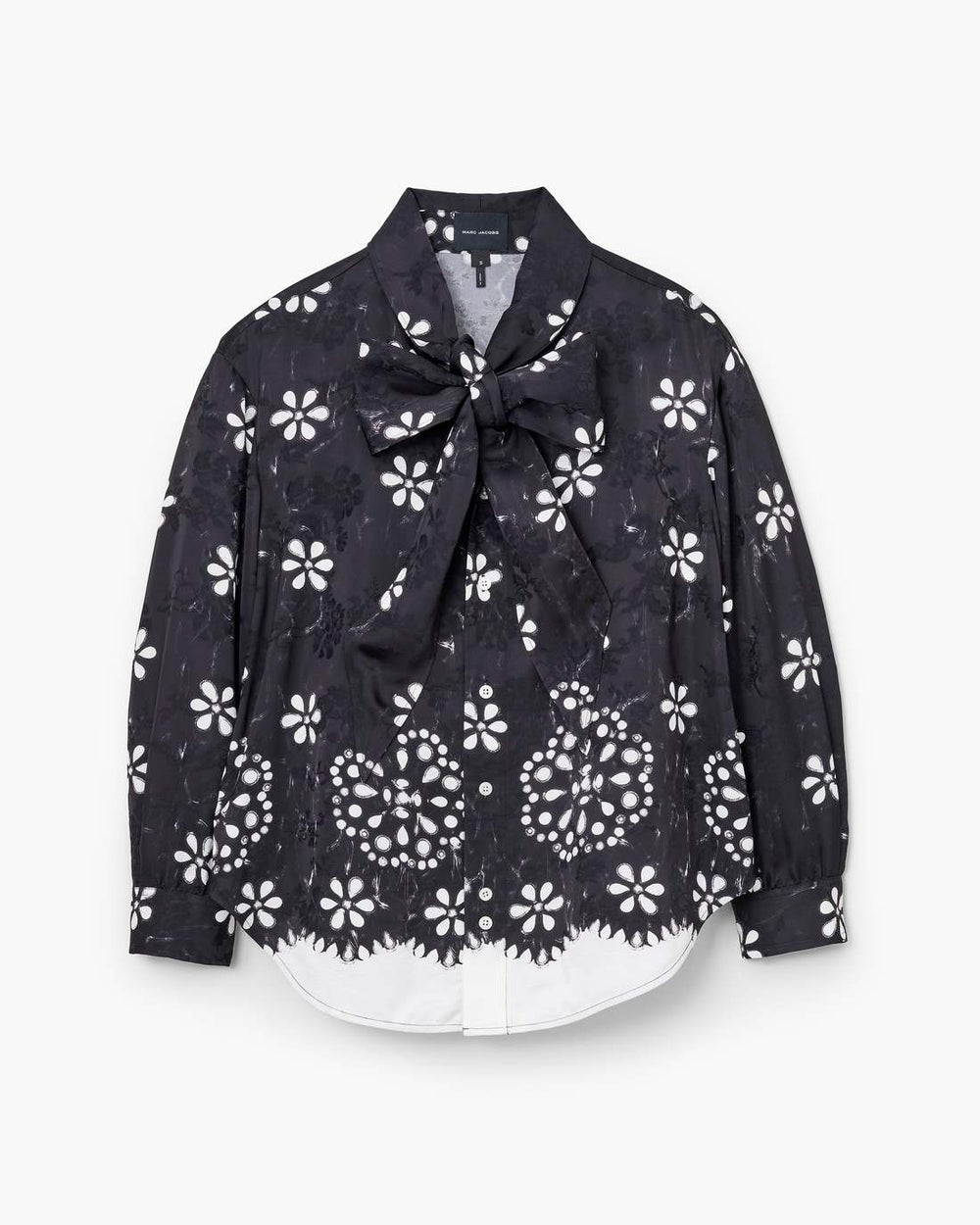 Marc Jacobs Outlet - Trompe L'Oeil Eyelet Bow Blouse Black/White