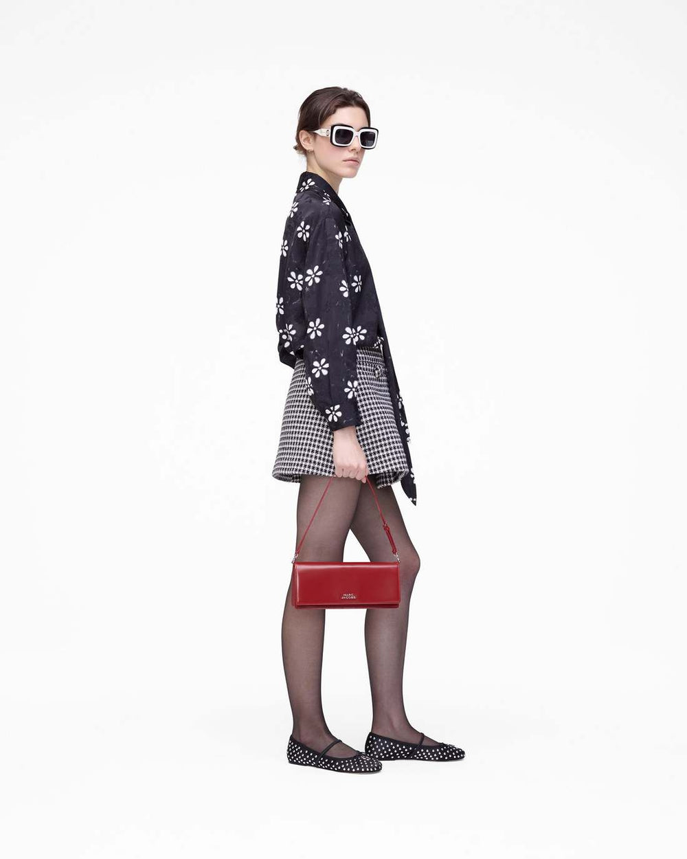 Marc Jacobs Outlet - Trompe L'Oeil Eyelet Bow Blouse Black/White