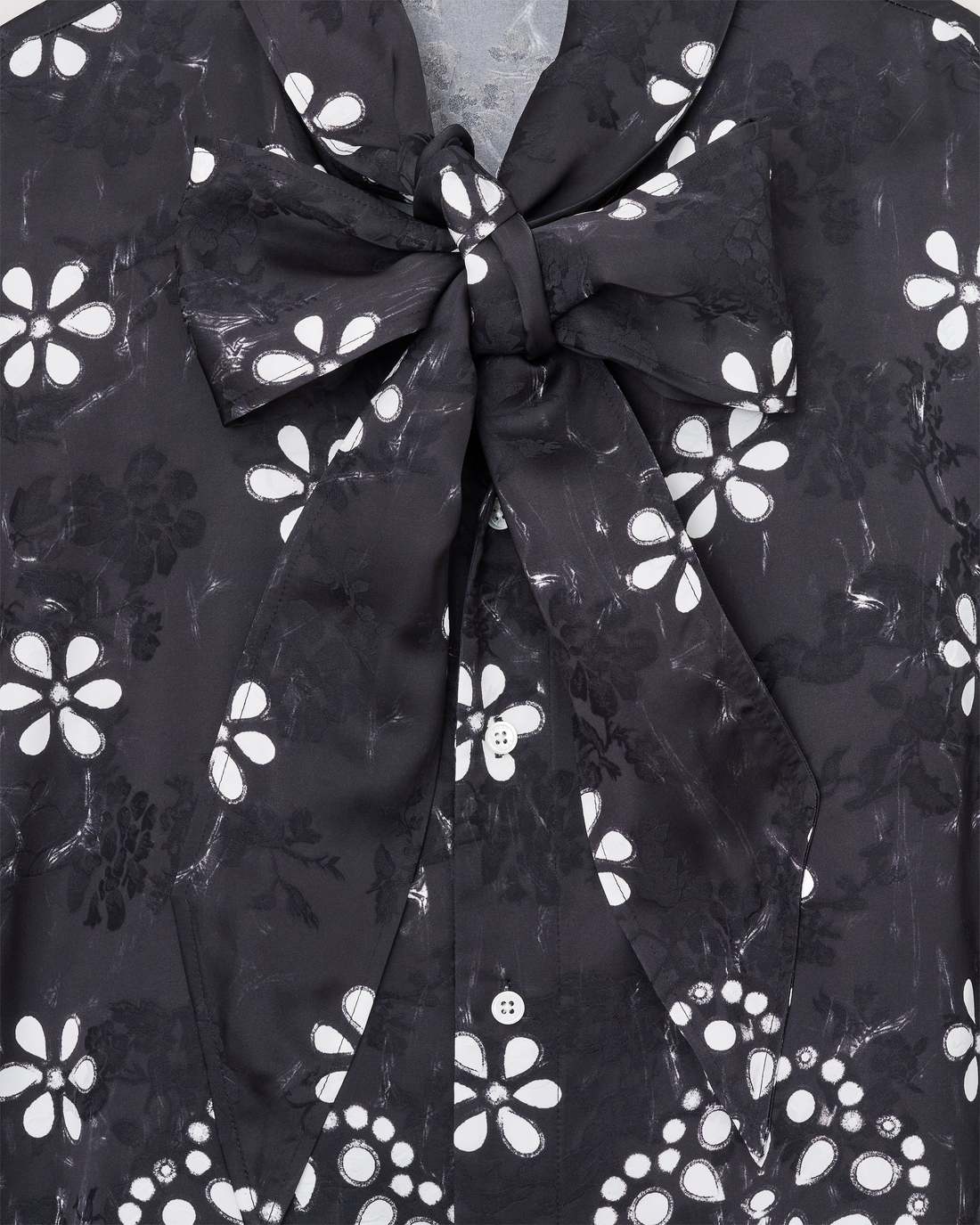 Marc Jacobs Outlet - Trompe L'Oeil Eyelet Bow Blouse Black/White