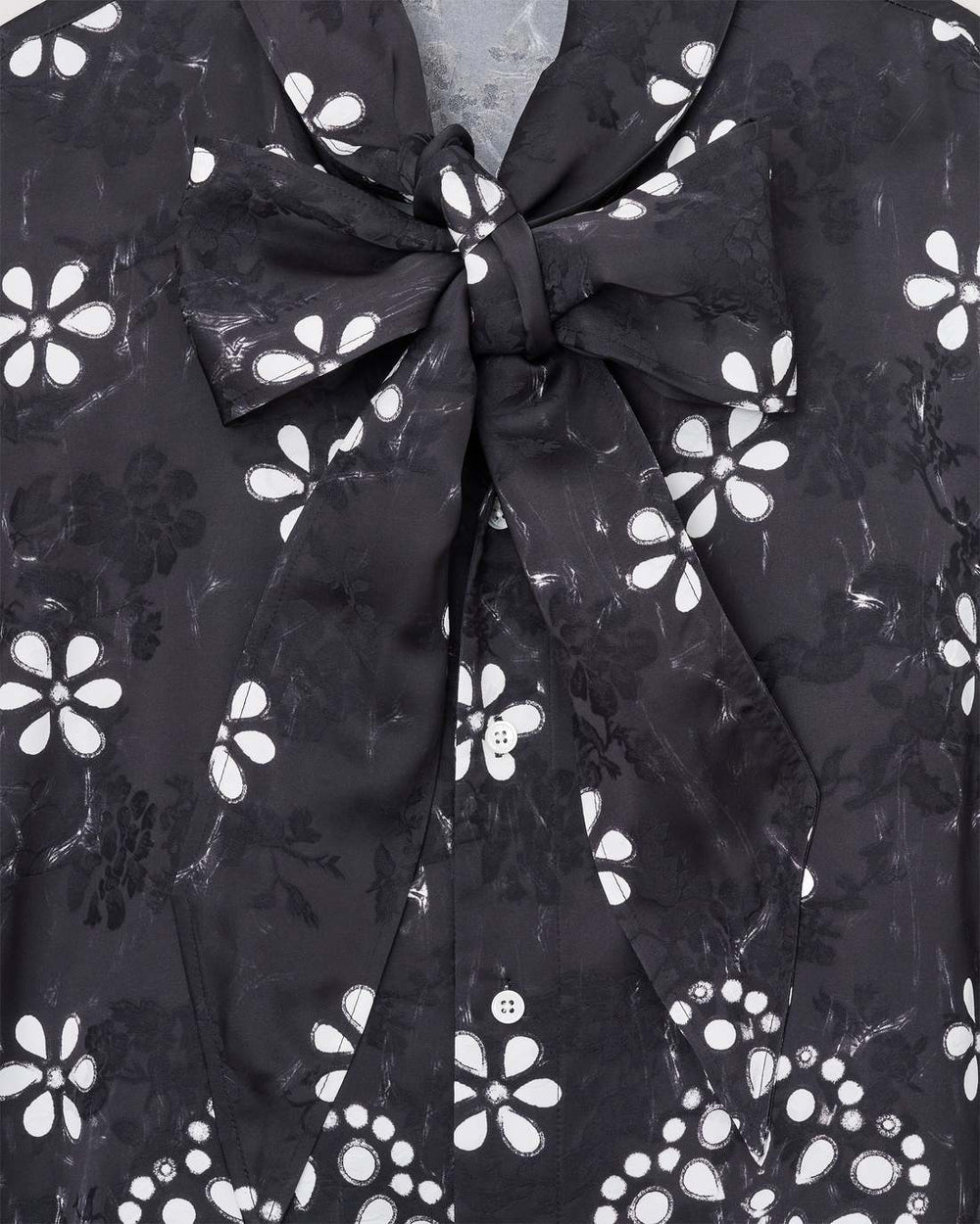 Marc Jacobs Outlet - Trompe L'Oeil Eyelet Bow Blouse Black/White