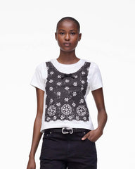 Marc Jacobs US - Trompe L'Oeil Eyelet Slim Tee White Multi