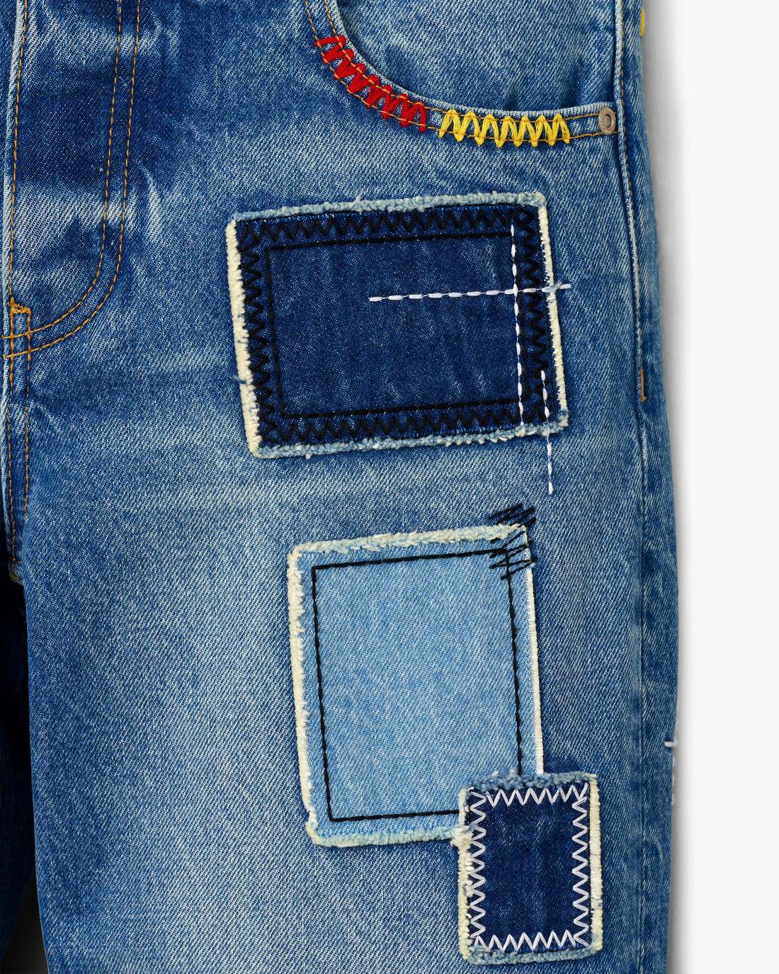 Marc Jacobs Sale - Patchwork Straight Jean Bright Indigo