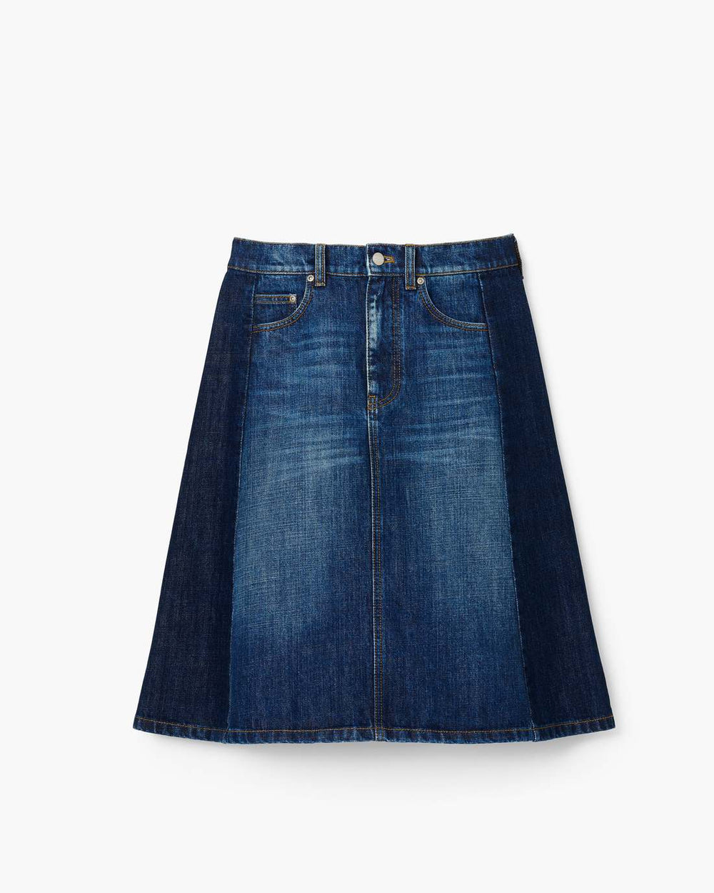 Marc Jacobs Outlet - Two Tone Shadow Denim Skirt Dark Slub Indigo