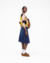 Marc Jacobs Outlet - Two Tone Shadow Denim Skirt Dark Slub Indigo