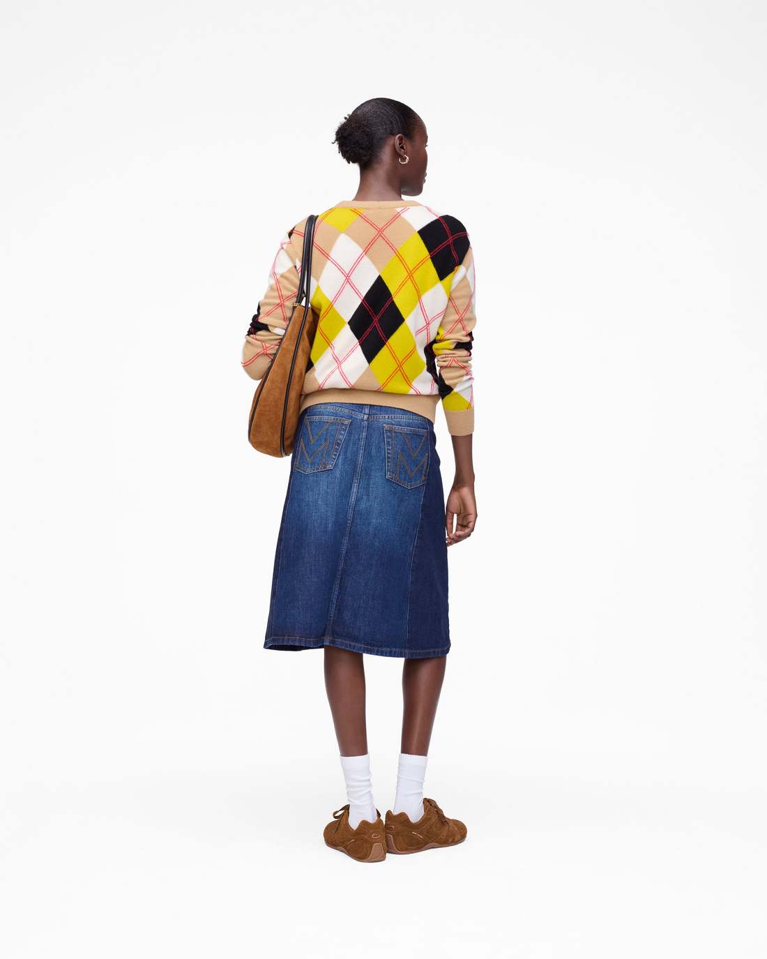 Marc Jacobs Outlet - Two Tone Shadow Denim Skirt Dark Slub Indigo