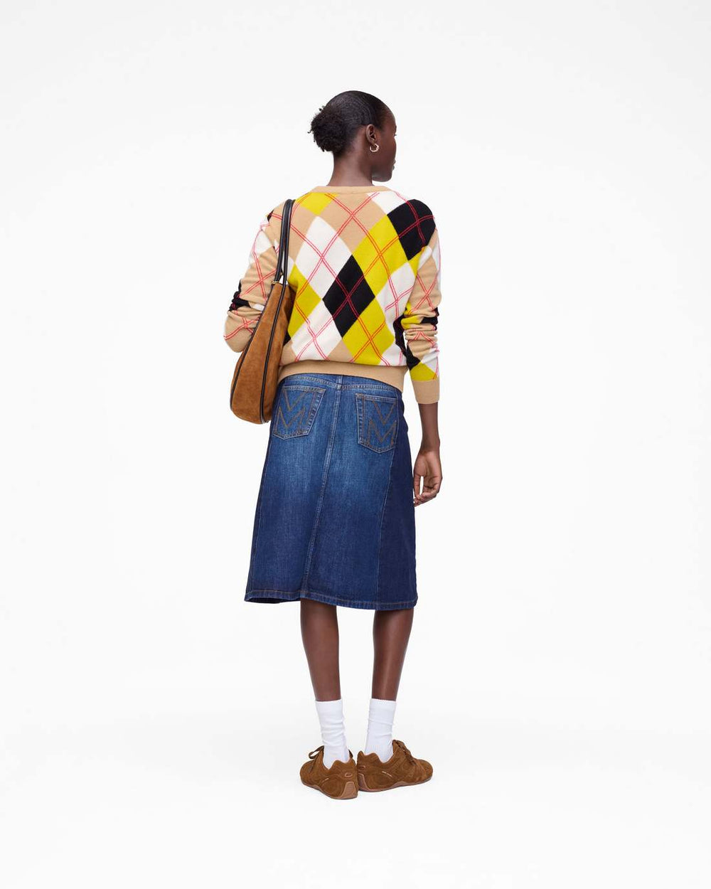 Marc Jacobs Outlet - Two Tone Shadow Denim Skirt Dark Slub Indigo