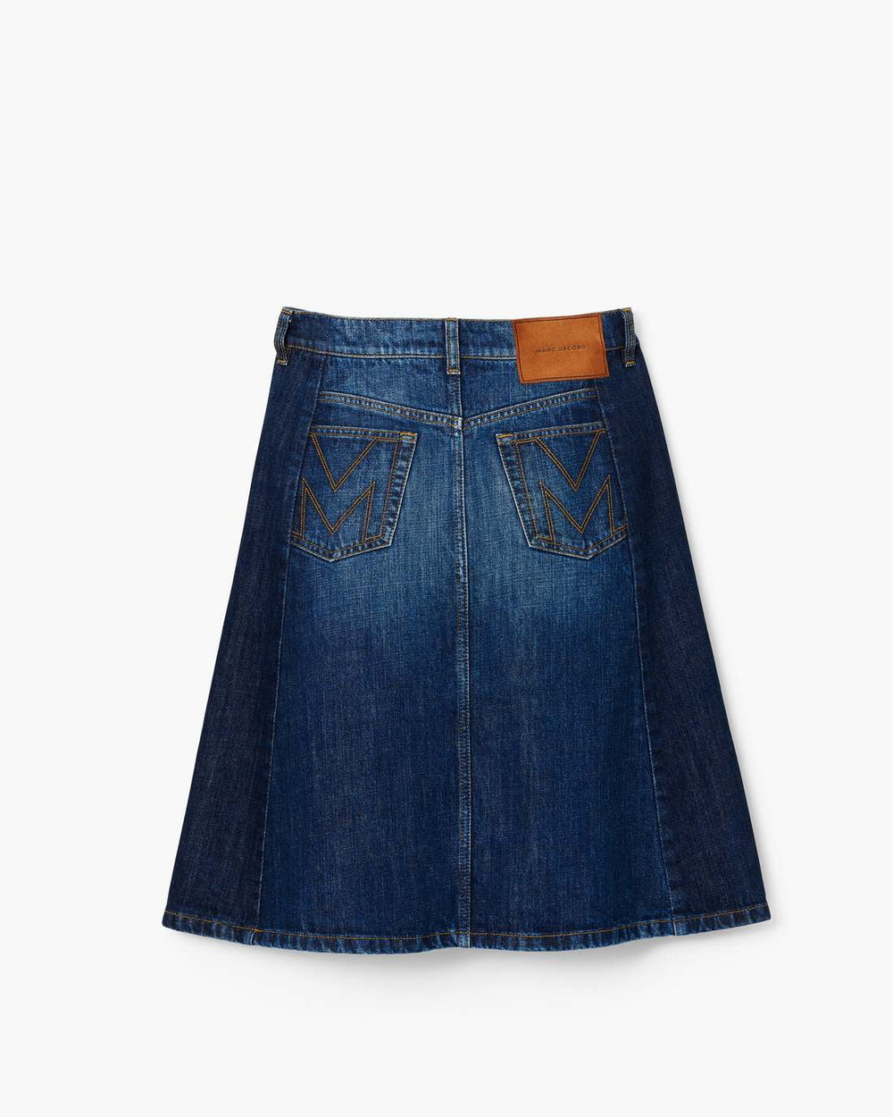 Marc Jacobs Outlet - Two Tone Shadow Denim Skirt Dark Slub Indigo