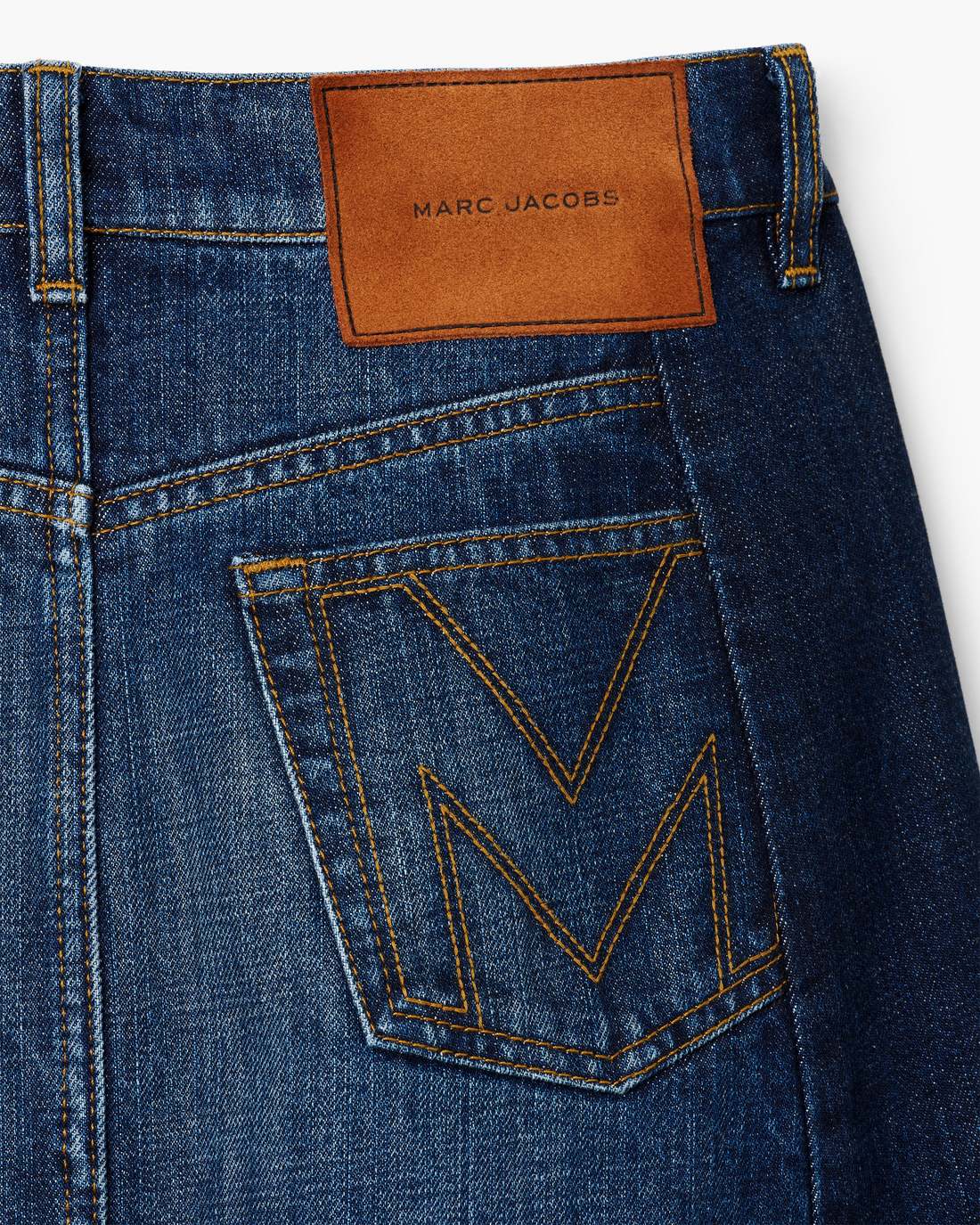 Marc Jacobs Outlet - Two Tone Shadow Denim Skirt Dark Slub Indigo