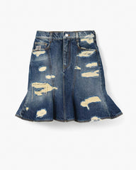 Marc Jacobs Online - The Rip And Repair Fluted Mini Skirt Punk Indigo
