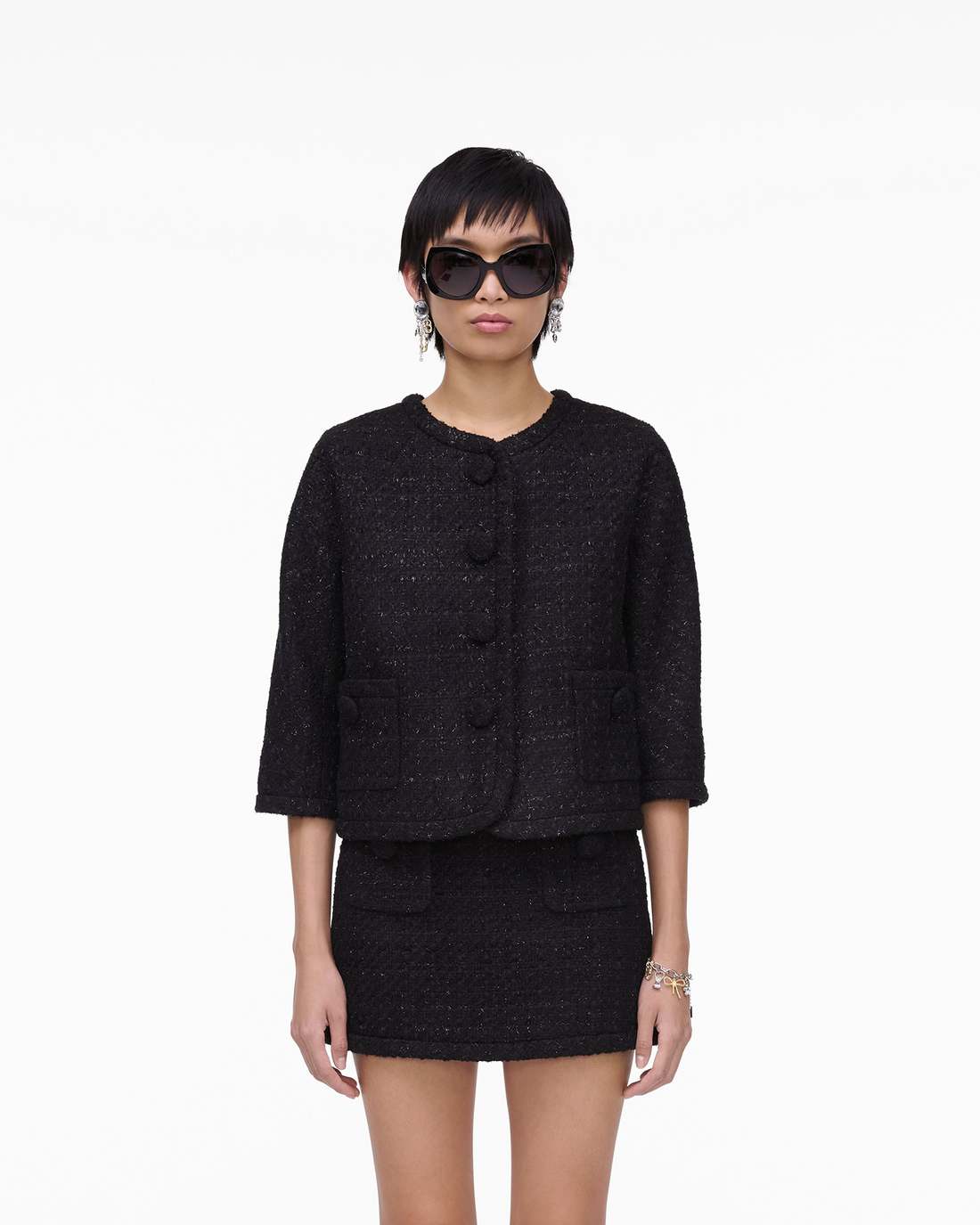 Marc Jacobs New - Tweed Backwards Lady Jacket Black