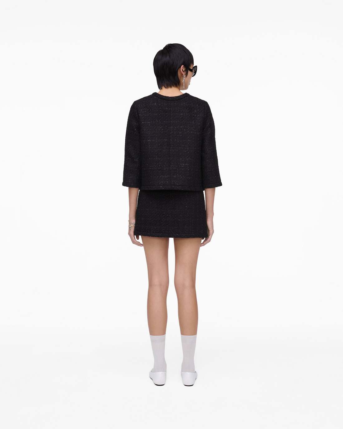 Marc Jacobs New - Tweed Backwards Lady Jacket Black