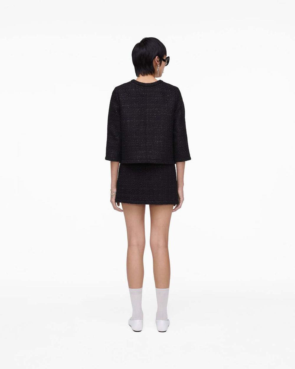 Marc Jacobs New - Tweed Backwards Lady Jacket Black