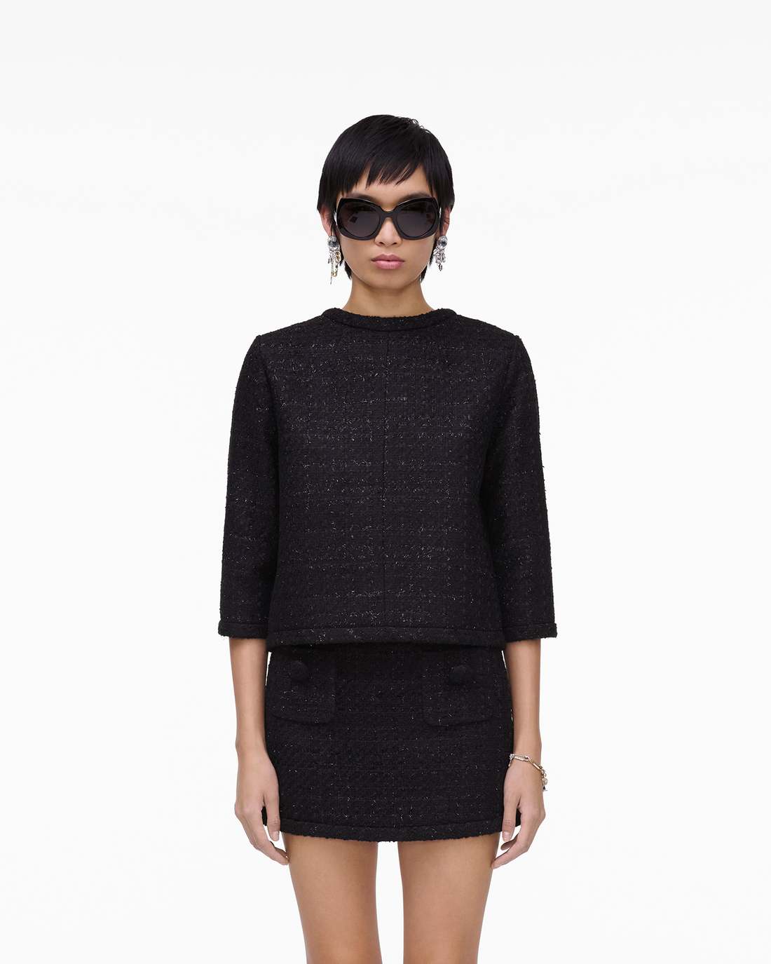 Marc Jacobs New - Tweed Backwards Lady Jacket Black