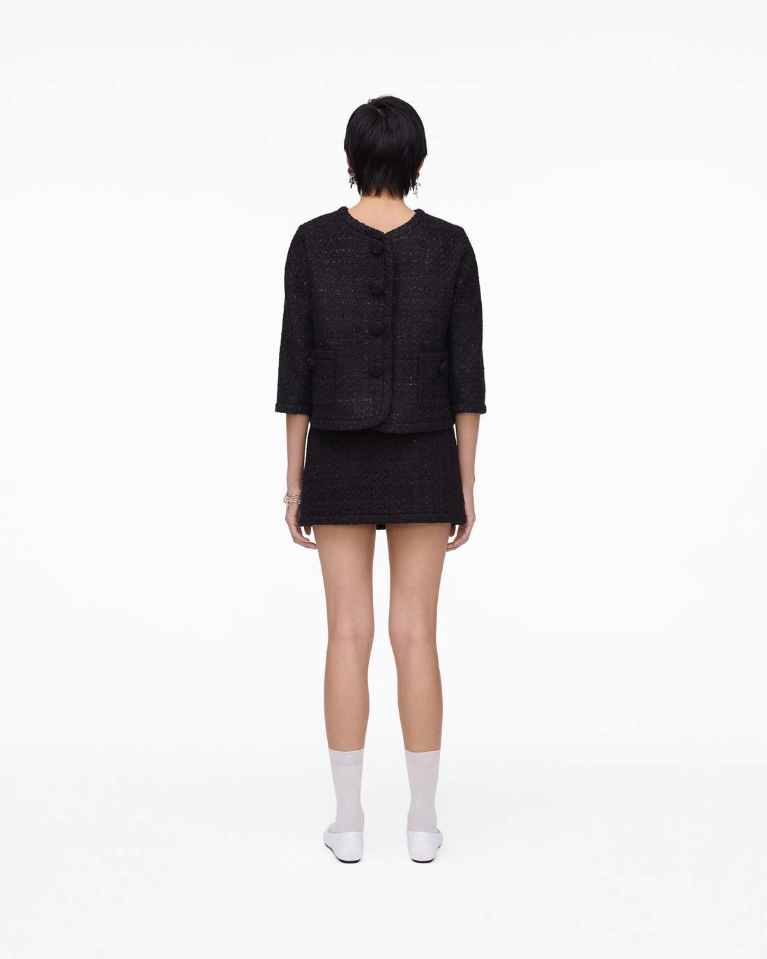 Marc Jacobs New - Tweed Backwards Lady Jacket Black