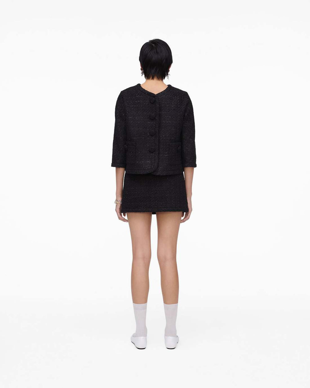 Marc Jacobs New - Tweed Backwards Lady Jacket Black