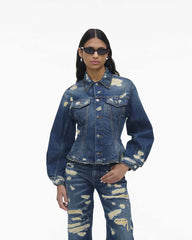 Marc Jacobs Online - The Rip And Repair Fluted Denim Jacket Punk Indigo