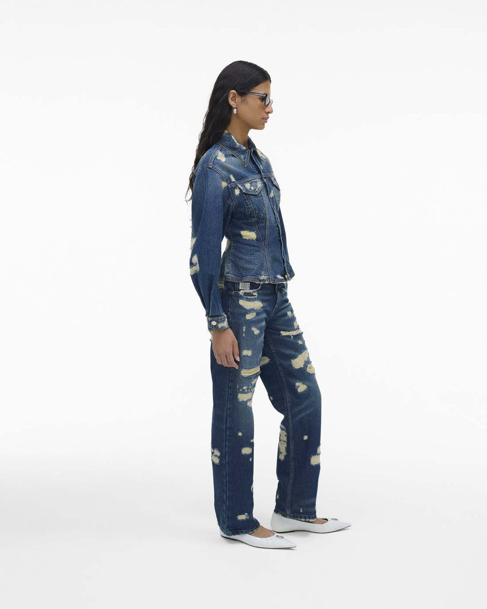 Marc Jacobs Online - The Rip And Repair Fluted Denim Jacket Punk Indigo