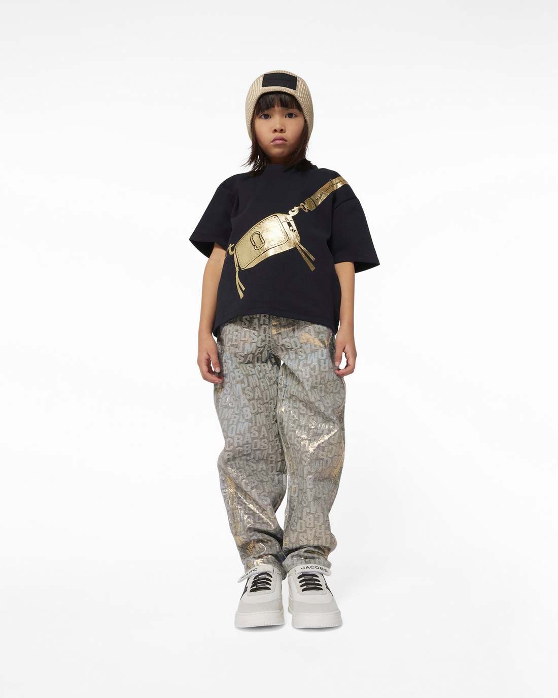 Marc Jacobs US - The Metallic Jumbled Logo Jeans Gold