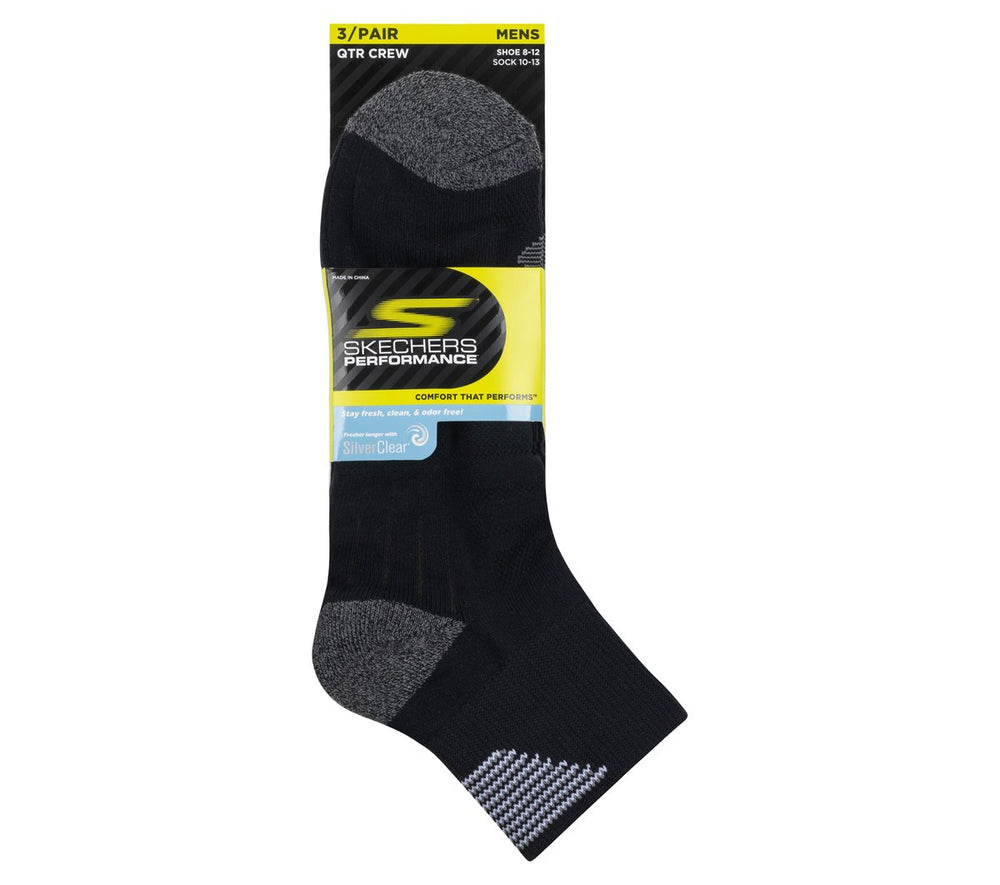 Skechers 3 Pack Men's Half Terry Quarter Crew Socks